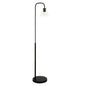 62" Black Arc Floor Lamp With Clear Glass Cone Shade