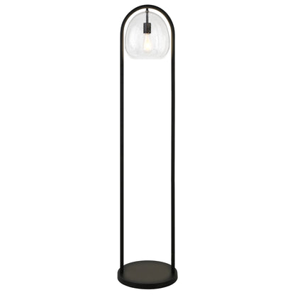 65" Black Column Floor Lamp With Clear Seeded Glass Globe Shade