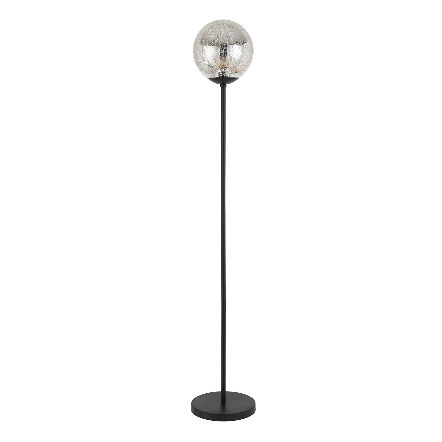 66" Black Floor Lamp With Gold Mercury Glass Globe