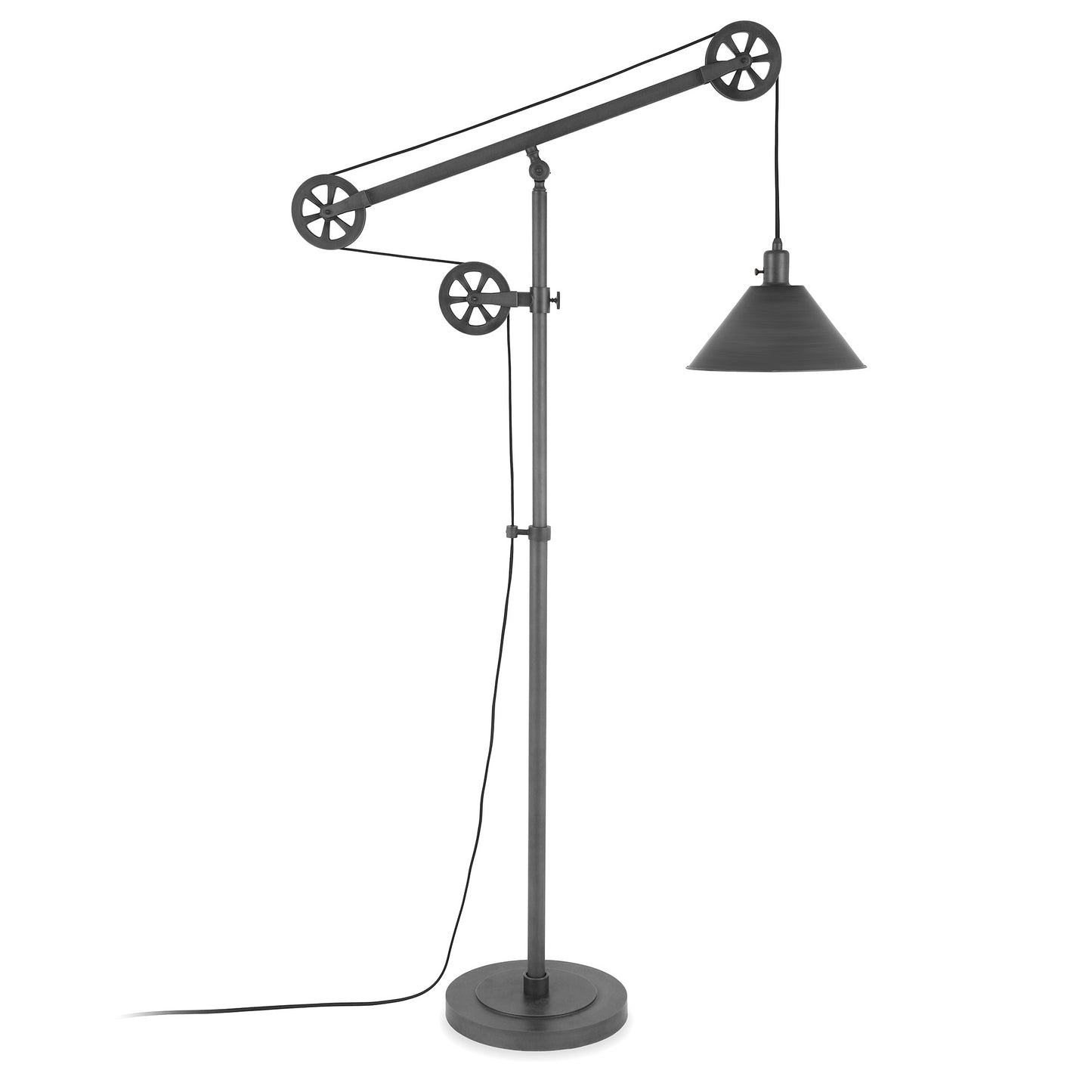 70" Steel Reading Floor Lamp With Silver Cone Shade