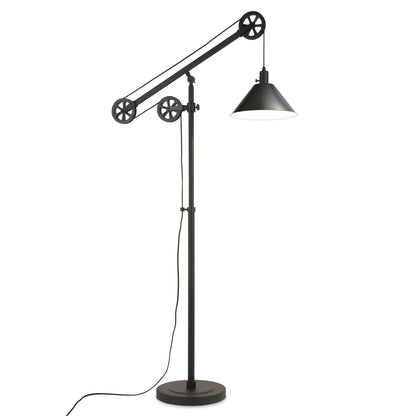 70" Black Reading Floor Lamp With Black Cone Shade