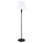 60" Black Floor Lamp With White Fabric Drum Shade