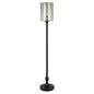 68" Black Torchiere Floor Lamp With Clear Transparent Glass Drum Shade