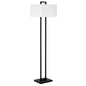 68" Black Traditional Shaped Floor Lamp With White Frosted Glass Rectangular Shade