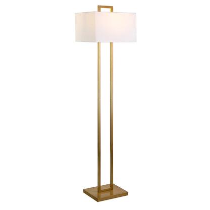 68" Brass Traditional Shaped Floor Lamp With White Frosted Glass Rectangular Shade