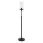 66" Black Adjustable Torchiere Floor Lamp With Clear Glass Cylinder Shade