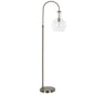 70" Nickel Arched Floor Lamp With Clear Seeded Glass Dome Shade