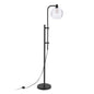 68" Black Adjustable Reading Floor Lamp With Clear Seeded Glass Globe Shade