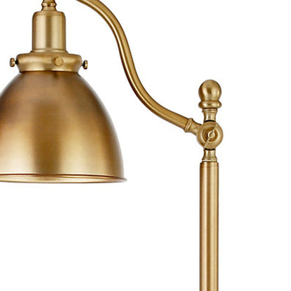 65" Brass Swing Arm Floor Lamp With Brass No Pattern Cone Shade