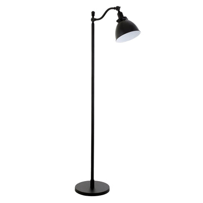 65" Black Swing Arm Floor Lamp With Black Cone Shade