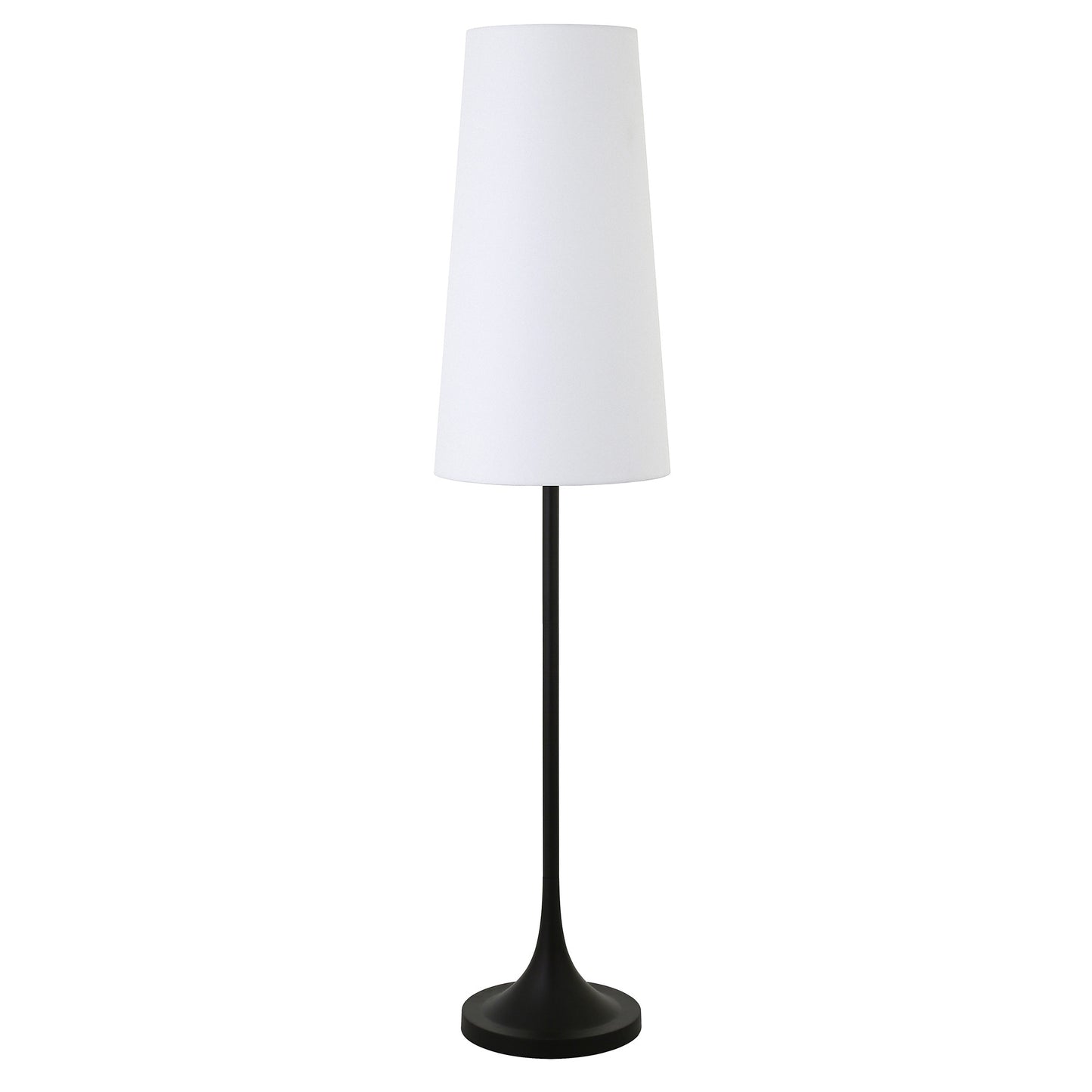 60" Black Novelty Floor Lamp With White Frosted Glass Drum Shade