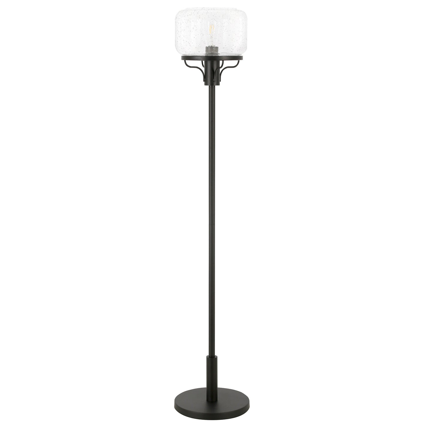 62" Black Novelty Floor Lamp With Clear Seeded Glass Globe Shade