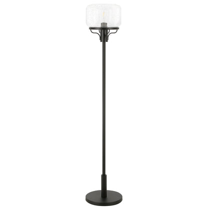 62" Black Novelty Floor Lamp With Clear Seeded Glass Globe Shade