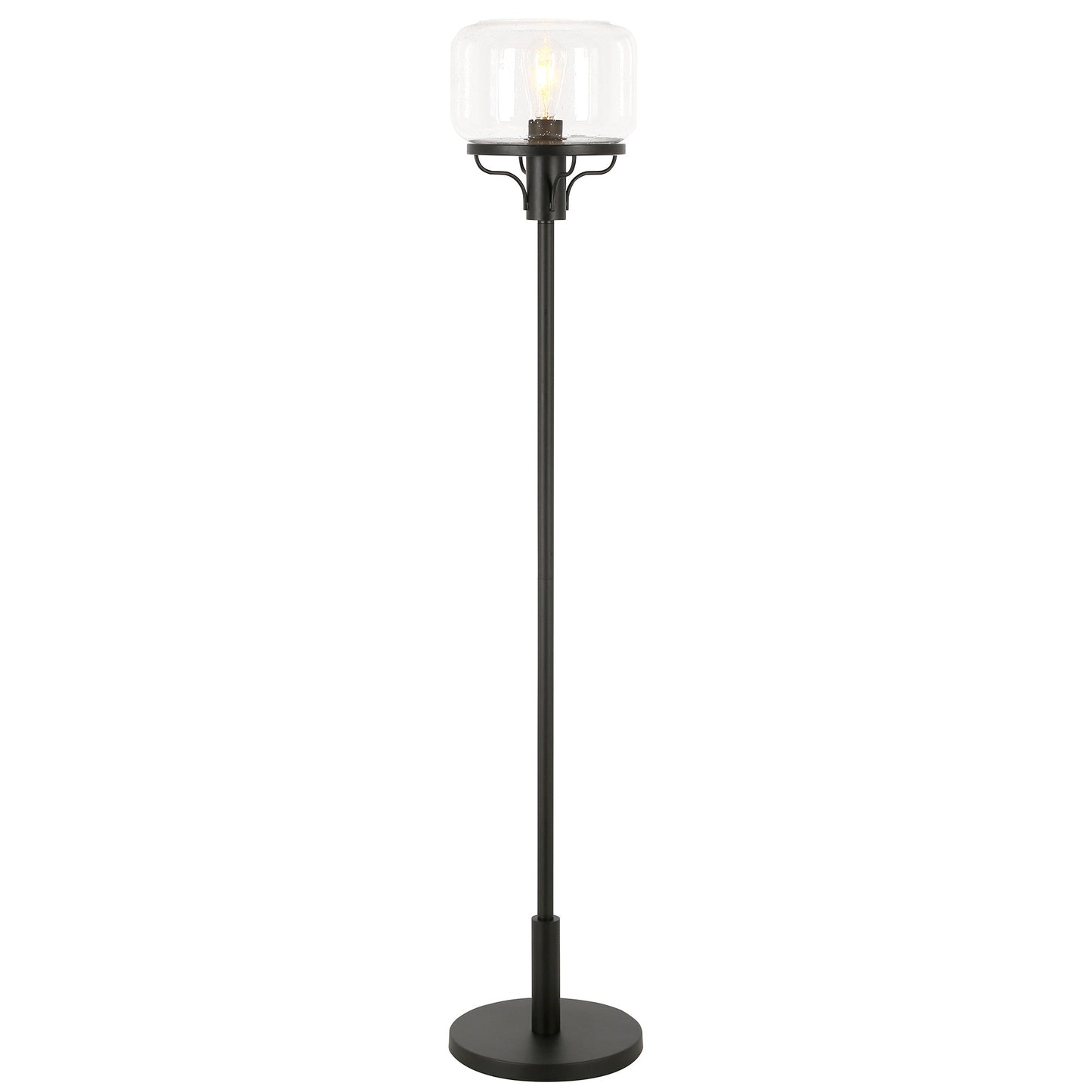 62" Black Novelty Floor Lamp With Clear Seeded Glass Globe Shade