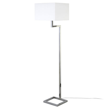 64" Nickel Floor Lamp With White Frosted Glass Rectangular Shade