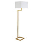 64" Brass Geometric Floor Lamp With White Fabric Rectangular Shade