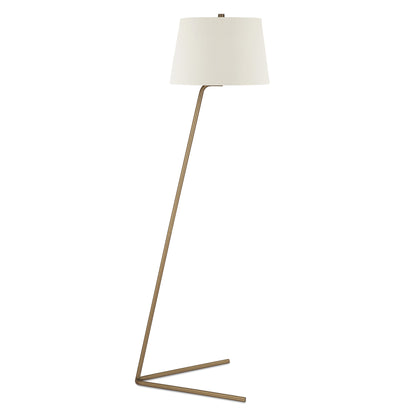 60" Brass Novelty Floor Lamp With White Frosted Glass Drum Shade