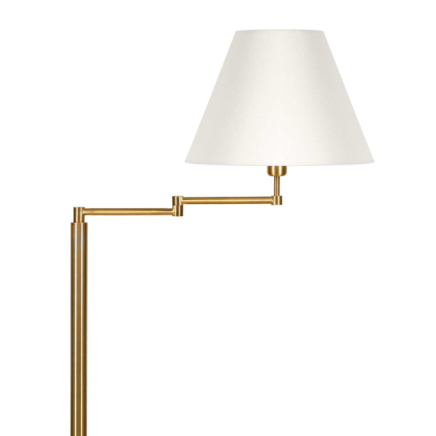 62" Brass Swing Arm Floor Lamp With White Frosted Glass Empire Shade