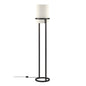 62" Black Column Floor Lamp With White Fabric Drum Shade