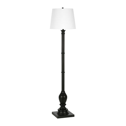 66" Black Traditional Shaped Floor Lamp With White Frosted Glass Empire Shade