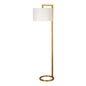 64" Brass Traditional Shaped Floor Lamp With White Frosted Glass Drum Shade