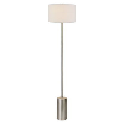 64" Nickel Traditional Shaped Floor Lamp With White Frosted Glass Empire Shade