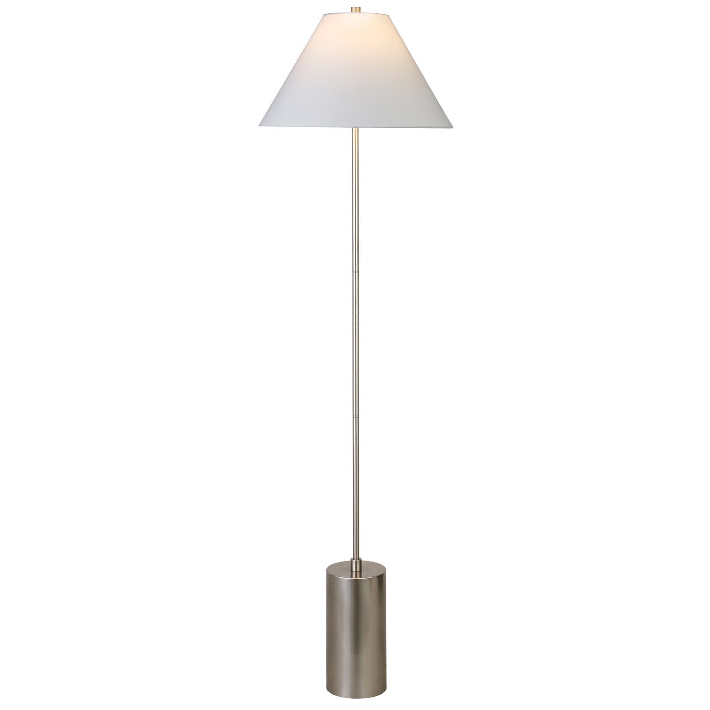 64" Nickel Traditional Shaped Floor Lamp With White Frosted Glass Empire Shade