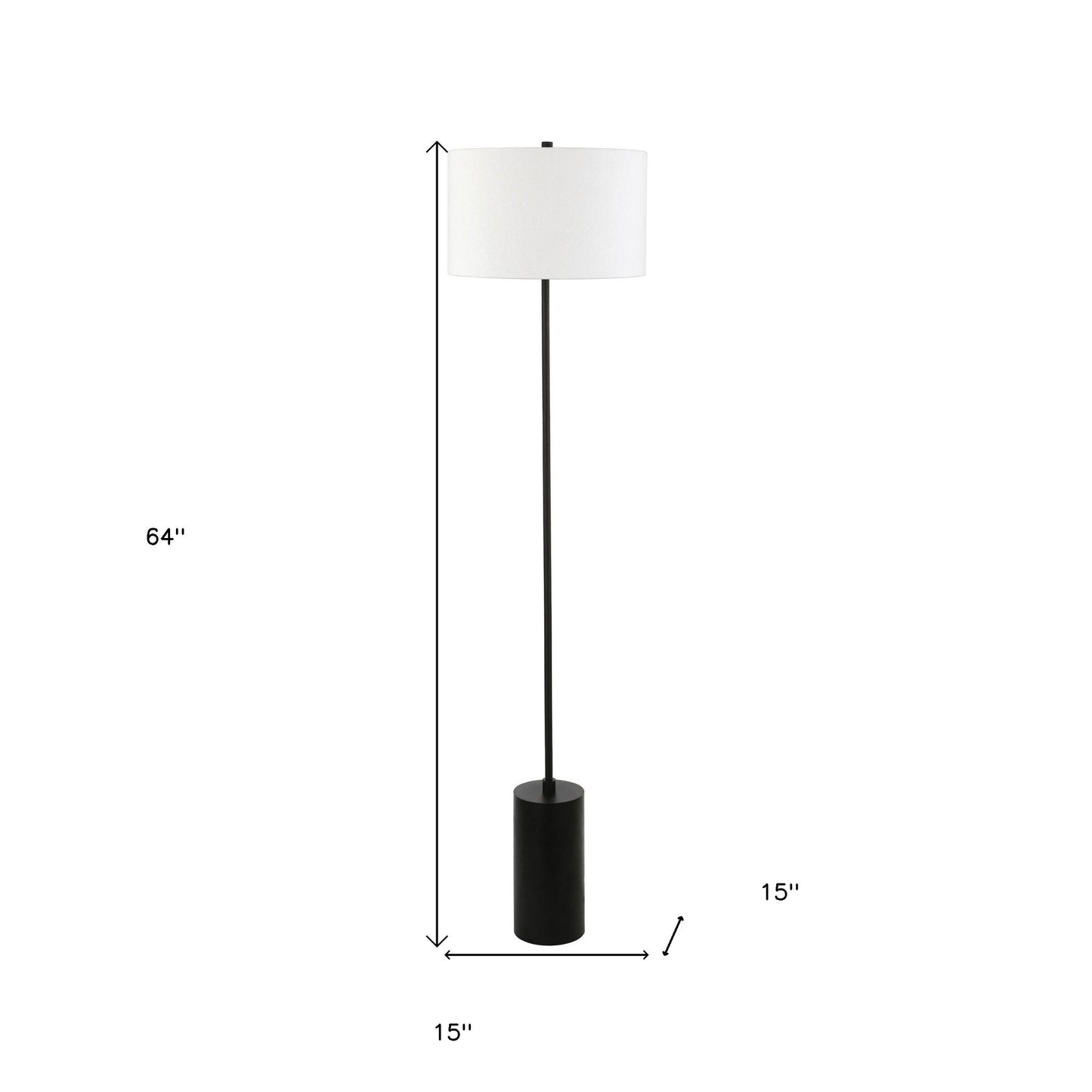 64" Black Traditional Shaped Floor Lamp With White Frosted Glass Empire Shade