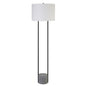 65" Black Column Floor Lamp With White Frosted Glass Drum Shade