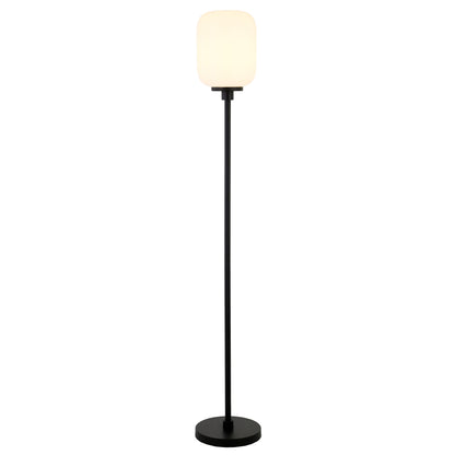 69" Black Novelty Floor Lamp With White Frosted Glass Globe Shade