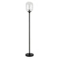 69" Black Novelty Floor Lamp With Clear Seeded Glass Globe Shade