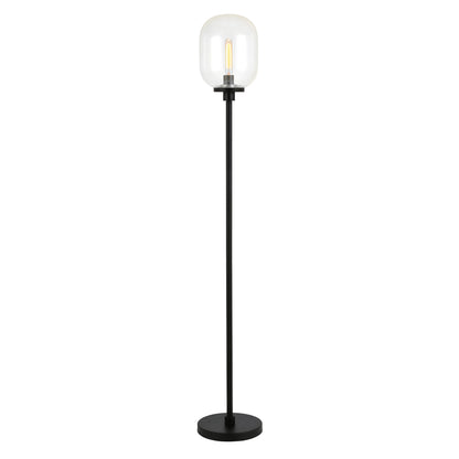 69" Black Novelty Floor Lamp With Clear Seeded Glass Globe Shade