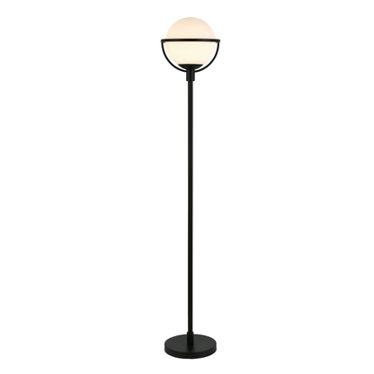 68" Black Novelty Floor Lamp With White Frosted Glass Globe Shade