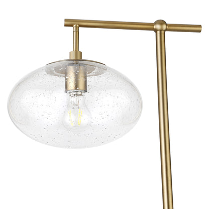 68" Brass Reading Floor Lamp With Clear Seeded Glass Globe Shade