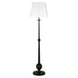 68" Black Traditional Shaped Floor Lamp With White Frosted Glass Drum Shade