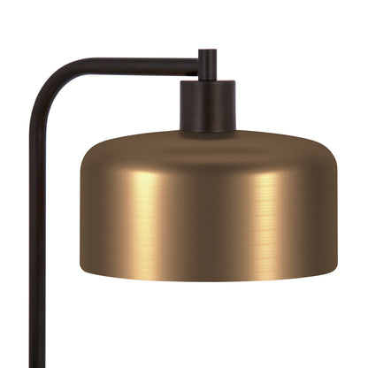 57" Black Arched Floor Lamp With Brass Bell Shade