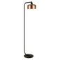 57" Black Arched Floor Lamp With Copper Metal Bell Shade