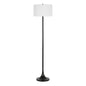 62" Black Floor Lamp With White Fabric Drum Shade