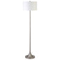 62" Nickel Floor Lamp With White Fabric Drum Shade