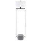 63" Black Column Floor Lamp With White Frosted Glass Drum Shade