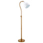 68" Brass Adjustable Reading Floor Lamp With White Frosted Glass Dome Shade