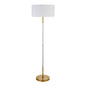 61" Brass Two Light Floor Lamp With White Frosted Glass Drum Shade