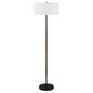 61" Black Two Light Floor Lamp With White Frosted Glass Drum Shade