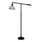 58" Black Swing Arm Floor Lamp With Clear Transparent Glass Dome Shade