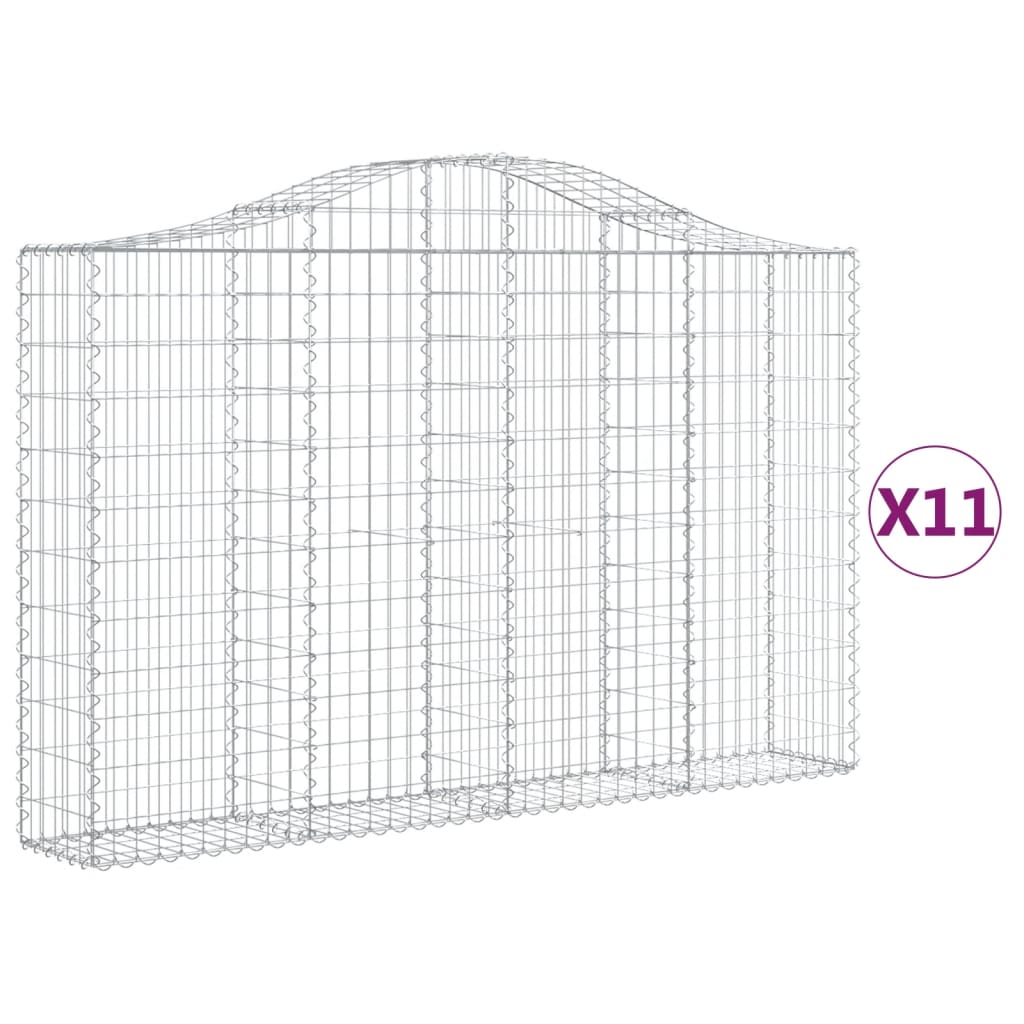 Arched Gabion Baskets 11 pcs 78.7"x11.8"x47.2"/55.1" Galvanized Iron