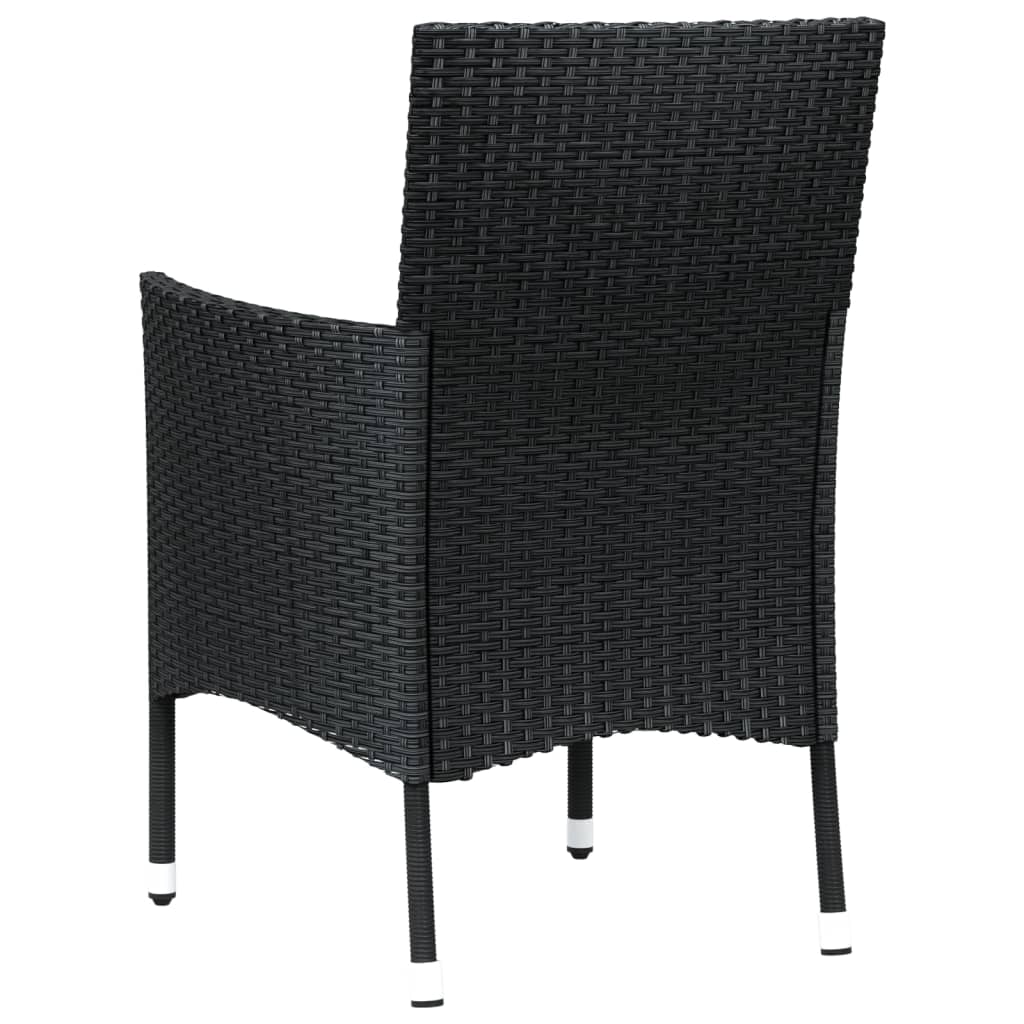 Patio Chairs with Cushions 4 pcs Poly Rattan Black