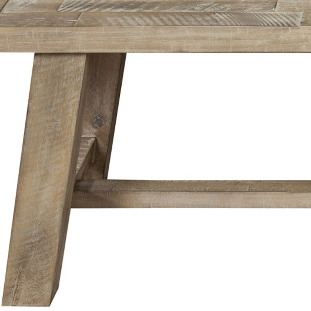 60" Natural Distressed Solid Wood Dining Bench