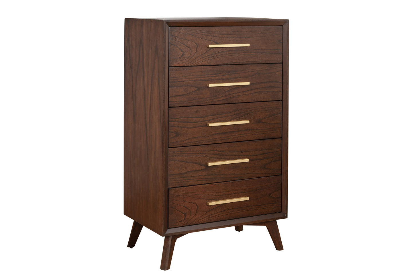 28" Walnut Solid Wood Five Drawer Chest