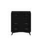 38" Black Solid Wood Four Drawer Chest