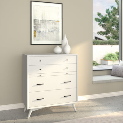 38" White Solid Wood Four Drawer Chest